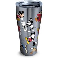 Tervis 1297812 Disney - Mickey Mouse 90th Birthday Stainless Steel Insulated Tumbler with Clear and Black Hammer Lid, 30oz, Silver