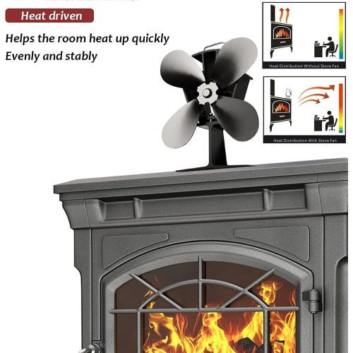  EastMetal Fireplace Fan with 4 Blades, Mini Heat Powered Stove Fan, Log Burner Fan, Silent Operation Efficient Heat Distribution Eco Friendly Stove Burner Fan, for Gas/Pellet/Wood/