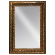 Raphael Rozen , Classic, Vintage, Hanging Framed Wall Mounted Mirror, Vintage Brushed Gold, Carved Frame