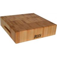 John Boos Large Maple Cutting Board for Kitchen Prep and Charcuterie 18” x 18” x 3” Thick Reversible End Grain Charcuterie Boos Block with Grips