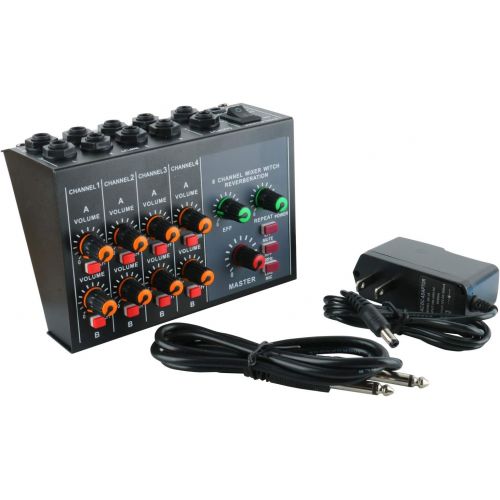  [아마존베스트]YaeCCC Mini 8 Channels Metal Mono Stereo Audio Sound Reverberation Mixer with Power Adapter Cable Low Noise