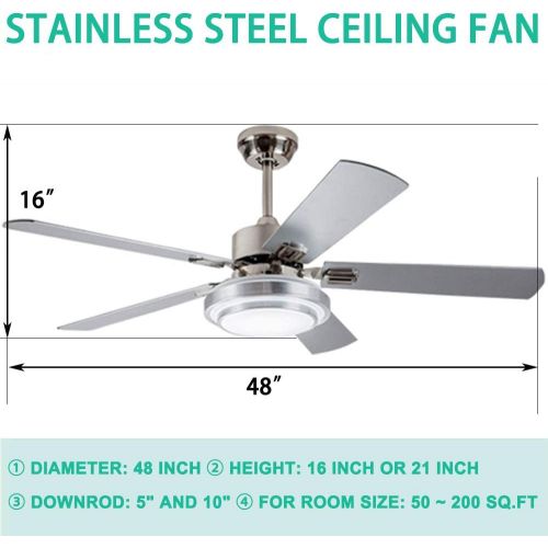  Andersonlight Fan 48 LED Indoor Stainless Steel Ceiling Fan with Light and Remote Control