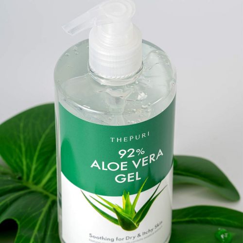  Visit the THEPURI Store THEPURI 92% Aloe Vera Gel 16.9 fl.oz (500ml) - Soothing for Dry & Itchy Skin with Centella Asiatica Extract, Face, Body, Hair Moisturizing, Sunburn, Rashes, Small Cuts, Eczema, Pso