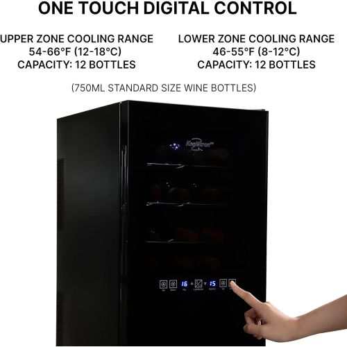  [아마존베스트]Koolatron WC24 Thermoelectric Wine Cooler 24 Bottle Capacity with Digital Temperature Controls - Vibration-free and Quiet Cooling Power, 5 Removable Shelves, Black (24 Bottle)