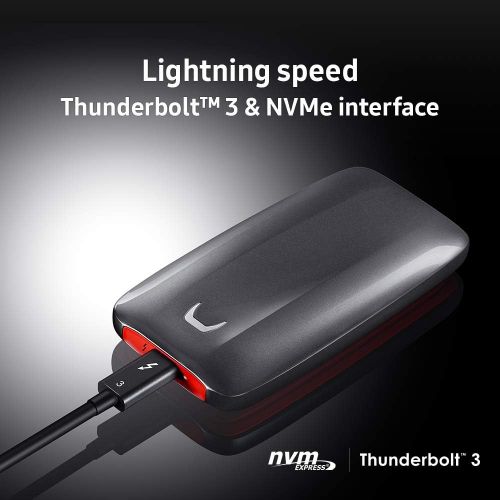 삼성 [아마존베스트]SAMSUNG X5 Portable SSD 2TB - Up to 2800MB/s -Thunderbolt 3 NVMe External Solid State Drive, Gray/Red (MU-PB2T0B/AM)