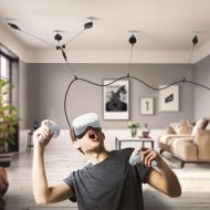 [아마존베스트][Pro Version] KIWI design VR Cable Management, 6 Packs Retractable Ceiling Pulley System for HTC Vive/Vive Pro/Oculus Rift/Rift S/Link Cable for Oculus Quest/Quest 2/Valve Index VR