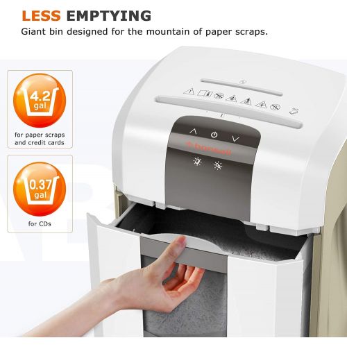  Bonsaii 60-Mintues Super Micro-Cut Paper Shredder, P-5 High Security Heavy Duty Shredder for Office, CD/Credit Cards Ultra Quiet Shredder for Home Office Use, 6-Sheet Capacity/Touc