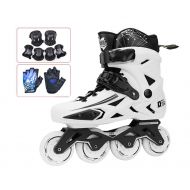 Ailjlhx Ailj Outdoor Black Adult　 Professional Roller Inline Skates　 with 6 Protective Gear Gloves　 White