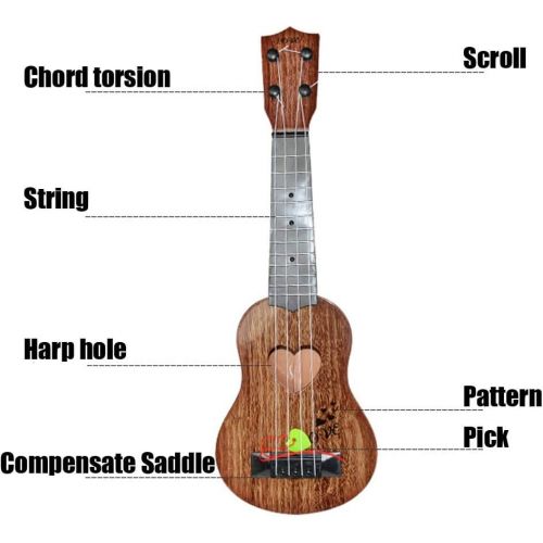  [아마존베스트]Wolfsport 39x12x3.5cm kids toys Mini guitar Beginner Classical Ukulele Guitar Educational Musical Toy for Kids Funny musicales (Brown)