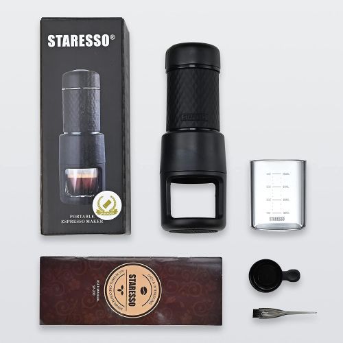  STARESSO Portable Espresso Machine - Manual Espresso with Rich & Thick Crema, Mini Coffee Maker Using Ground Coffee & Nespresso Pods, Handy Espresso Maker for Travel Camping Office