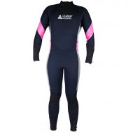Leader Accessories Womens 5mm Black/Pink/Gray Wetsuit for Scuba Diving Fullsuit Jumpsuit