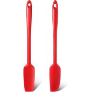 2 Pieces Long Handle Silicone Jar Spatula Non-Stick Rubber Scraper Heat Resistant Spatula Silicone Scraper for Jars, Smoothies, Blenders Cooking Baking Stirring Mixing Tools (Red)