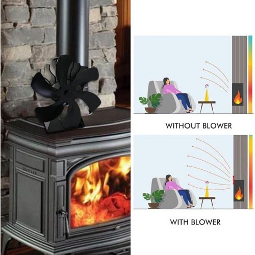  JIU SI 6 Blade Chimney Fan Without Electricity ， Quiet Wood Stove Fan ， Scroll Chimney Tools Fan for stoves, fireplaces, Wood Burners
