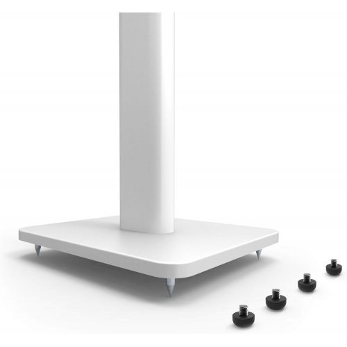  Kanto SP32PLW 32 Speaker Floor Stands Designed for Medium to Large Bookshelf Speakers Heavy Steel & Foam Padding 30° Rotating Top Plate Hidden Cable Design White Pair