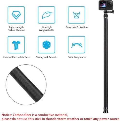  [아마존베스트]AFAITH 106 Long Carbon Fiber Handheld GoPro Selfie Stick Extendable Pole Monopod for GoPro Hero 9 Hero8 Hero7 Hero 6 Hero 5 Black, DJI OSMO Action Camera, Insta 360 Cam & Other Act