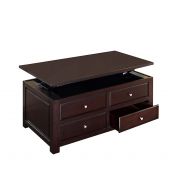 Major-Q 9080257 Traditional Espresso Finish Lift Top Coffee Table with Drawers