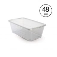 MRT SUPPLY 6 Quart Rectangular Clear Plastic Storage Shoe Box, (48 Pack) with Ebook
