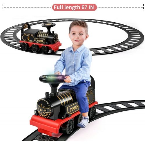  토마스와친구들 기차 장난감TEMI Ride On Train with Track Electric Ride On Toy w/ Lights & Sounds Storage Seat Train Toy Ride for Kids Birthday Gift Riding Car Train for Children Baby Toddlers Boys & Girls