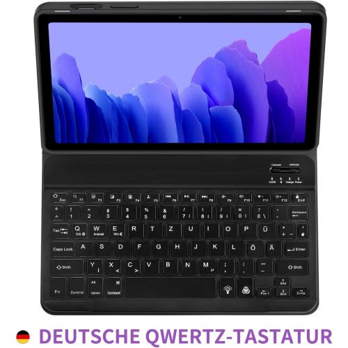  [아마존베스트]EasyAcc Keyboard Case Compatible with Samsung Galaxy Tab A7 10.4 2020 SM-T500/SM-T505, Illuminated Keyboard Magnetic Wireless Bluetooth Removable German QWERTZ Protective Case, Bla