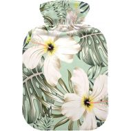 hot Water Bottles with Soft Cover 2L fashy ice Pack for Pain Relief, Menstrual Cramps Tropical Hibiscus Flower