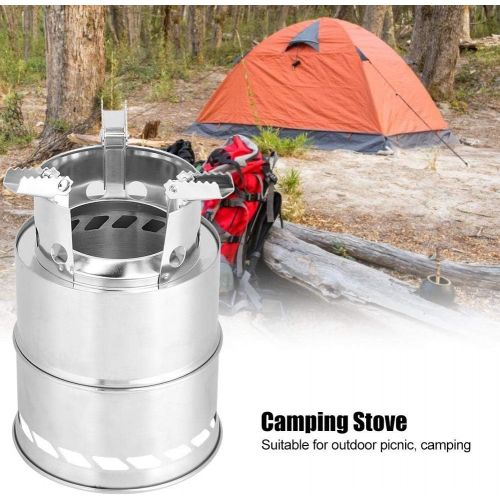  Fdit Portable Stainless Steel Wood and Alcoho Burning Stove Camping Cookware Set Camping Stove Stainless Steel Backpacking Stove for Outdoor Backpacking Hiking Traveling Picnic BBQ