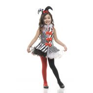 Charades Big Girls Childs Jester Costume Childrens, Black/White, Size X-Large