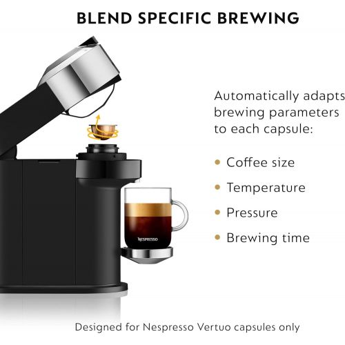 네슬레 Nestle Nespresso Nespresso Vertuo Next Deluxe Coffee and Espresso Machine NEW by DeLonghi, Pure Chrome, Single Serve Coffee & Espresso Maker, One Touch to Brew