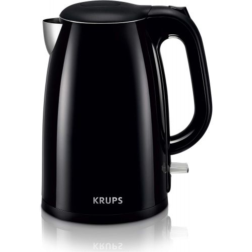  KRUPS BW260850 Cool-Touch Stainless Steel Double Wall Electric Kettle, 1.5L, 1.5 L, Black