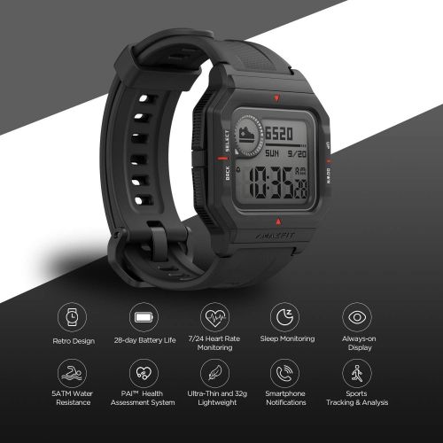  [무료배송]Amazfit Neo Fitness Retro Smartwatch with Real-Time Workout Tracking, Heart Rate and Sleep Monitoring, 28-Day Battery Life, Smart Notifications, 1.2 Always-On Display, Water Resist