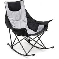 SUNNYFEEL Rocking Camping Chair, Luxury Padded Recliner, Oversized Folding Lawn Chair with Pocket, Heavy Duty for Outdoor/Picnic/Lounge/Patio, Portable Camp Rocker Chairs with Carry Bag