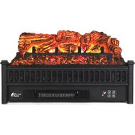 [아마존베스트]TURBRO Eternal Flame EF23-PB Electric Fireplace Logs, 23 Remote Control Fireplace Insert Log Heater, Realistic Pinewood Ember Bed, Thermostat, Timer, 1400W Black