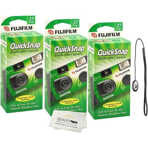 후지필름 Fujifilm QuickSnap Flash 400 Disposable 35mm Camera 20 Pack Bonus Hand Strap Microfiber Cloth