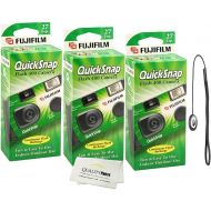 [아마존베스트]Fujifilm QuickSnap Flash 400 Disposable 35mm Camera (3 Pack) Bonus Hand Strap + Quality Photo Microfiber Cloth