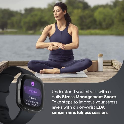  [아마존베스트]Fitbit Sense Advanced Smartwatch with Tools for Heart Health, Stress Management & Skin Temperature Trends, Carbon/Graphite, One Size (S & L Bands Included)