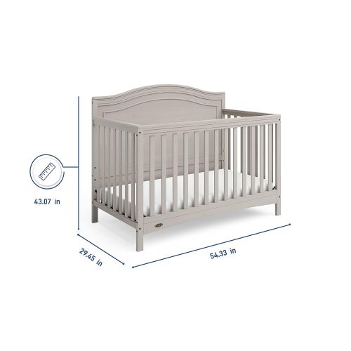 그라코 Graco Paris 4-in-1 Convertible Crib - Elegant Detailed Headboard, Converts to Toddler Day Bed, Full-Size, Non-Toxic Finish, Expert Tested for Safer Sleep, Brushed Fog