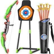 TEMI Bow and Arrow Set for Kids with LED Lights-Archery Set with 10 Suction Cup Arrows, Quivers & Standing Target, Outdoor Toys for Kids Boys & Girls Ages 3-12 Years Old