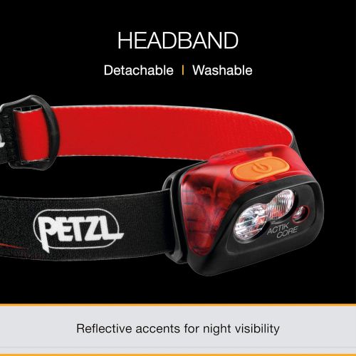  PETZL, ACTIK CORE Rechargeable Headlamp with 450 Lumens for Running and Hiking, Black