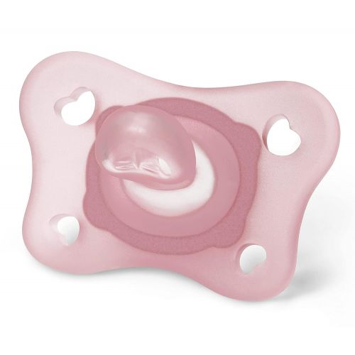 치코 Chicco PhysioForma Silicone Mini Pacifier in Pink for Babies 0-2m, Orthodontic Nipple, BPA-Free, 2-Count in Sterilizing Case