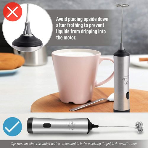  Zulay Super High Powered Rechargeable Milk Frother and Milk Foamer for Coffee - Portable Handheld Frother Whisk for Bulletproof Coffee, Cappuccino, Keto Coffee, Matcha and Hot Cho