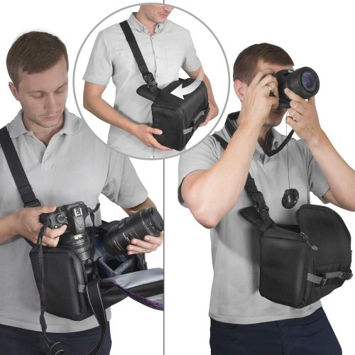 Camera Sling Bag for DSLR, Mirrorless & GoPro - Small Camera Backpack by Altura Photo - Ultimate Crossbody Camera Bag for Canon, Nikon, Sony & More