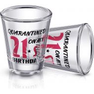 [아마존베스트]Patelai 2 Pieces 21st Birthday Wine Glass Quarantined on My 21st Birthday Glasses 2 oz Social Distance Glass for Celebrating Turning Twenty One Birthday Party Supplies