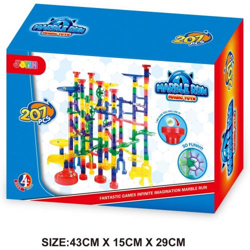  [아마존베스트]JOYIN Marble Run Premium Toy Set (170 Pcs), Construction Building Blocks Toys, STEM Educational Building Block Toy(120 Plastic Pieces + 50 Glass Marbles)