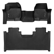 MAX LINER SMARTLINER Floor Mats 2 Row Liner Set Black for 2017-2019 Ford F-250/F-350 Super Duty SuperCab with 1st Row Bench Seat