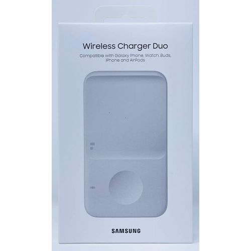 삼성 Samsung Wireless Charger Fast Charge Pad Duo (2021), Universally Compatible with Qi Enabled Phones, and Select Samsung Watches (International Version), White