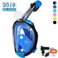 OUSPT Full Face Snorkel Mask, Snorkeling Mask with Detachable Camera Mount, Seaview 180° Upgraded Dive Mask with Newest Breathing System, Dry Top Set Anti-Fog Anti-Leak for Adult K