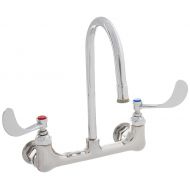 T&S Brass B-0330-04 Wall Mount 8-Inch Centers Rigid Gooseneck Double Pantry Faucet with 4-Inch Wrist Action Handles