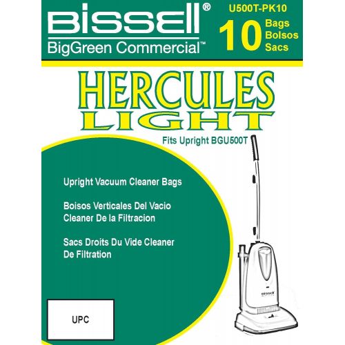  BISSELL BigGreen Commercial U500T-PK10 Hercules Light Upright Vacuum Bags, Volume Capacity 1.2