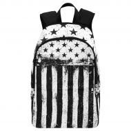 InterestPrint Black and White American Flag Casual Backpack School Bag Travel Daypack
