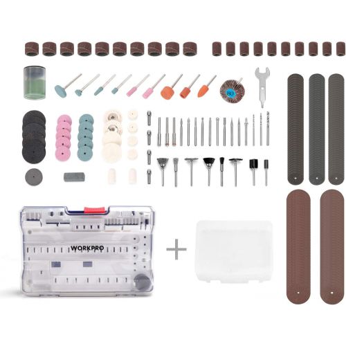  [아마존베스트]WORKPRO Rotary Tool Accessories Kit, 295-piece in Compact Case, 1/8-inch Diameter Shanks, with 4pc Collet, Universal for Major Brands