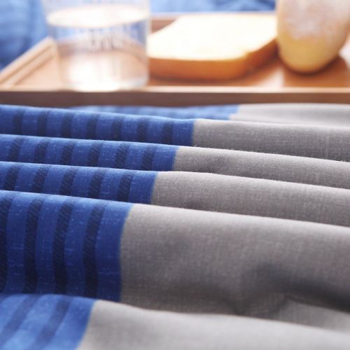  [아마존베스트]YOUSA 3-Piece Striped Quilt Set Boys Bedspreads/Coverlet Sets/Comforter Sets Queen (Blue-Striped)